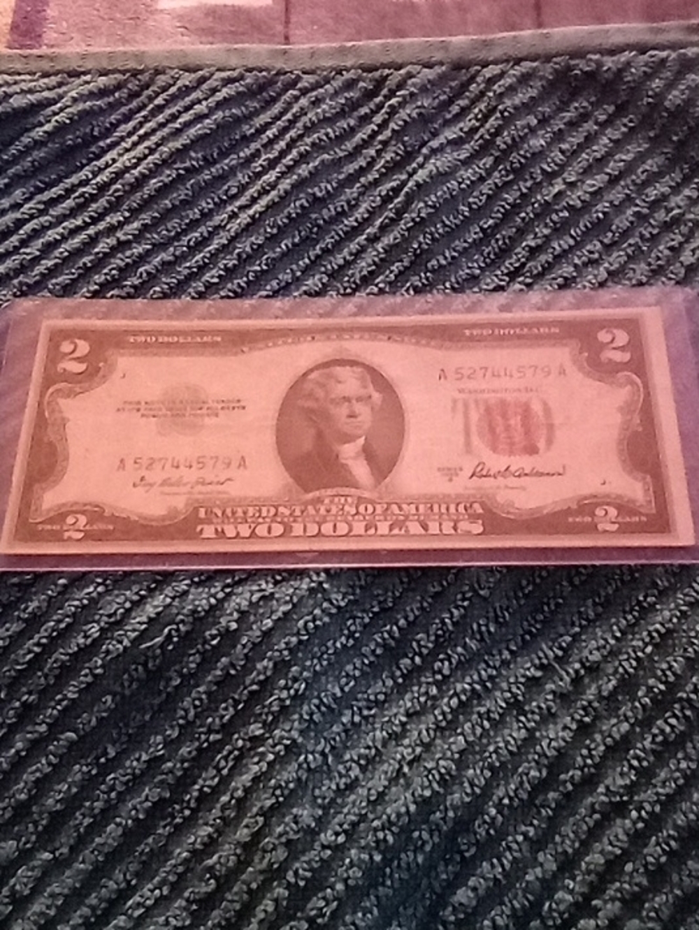 Vintage U.S. Two Dollar Bill - Red-Seal Series 1953 Very Old
